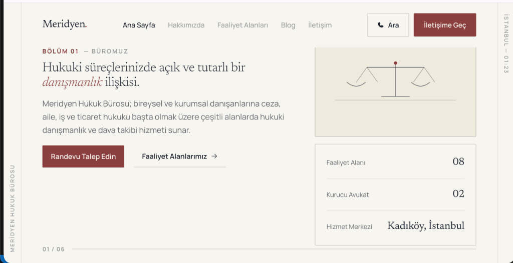 Meridyen Hukuk Bürosu Örnek Web Sitesi